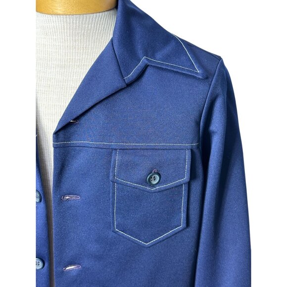 1970s blue leisure suit jacket with western style Size 42 chest - Picture 2 of 7
